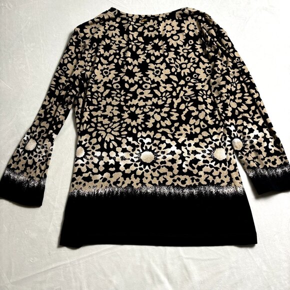 ST. JOHN Rayon Spandex Women's Stretchy V-Neck Long Sleeve Top Blouse Sz Medium - Picture 3 of 5